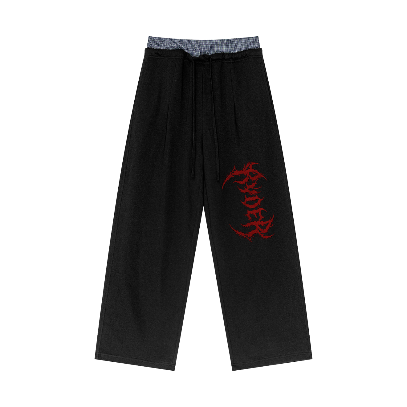 Plaid Contrast Waist Pants