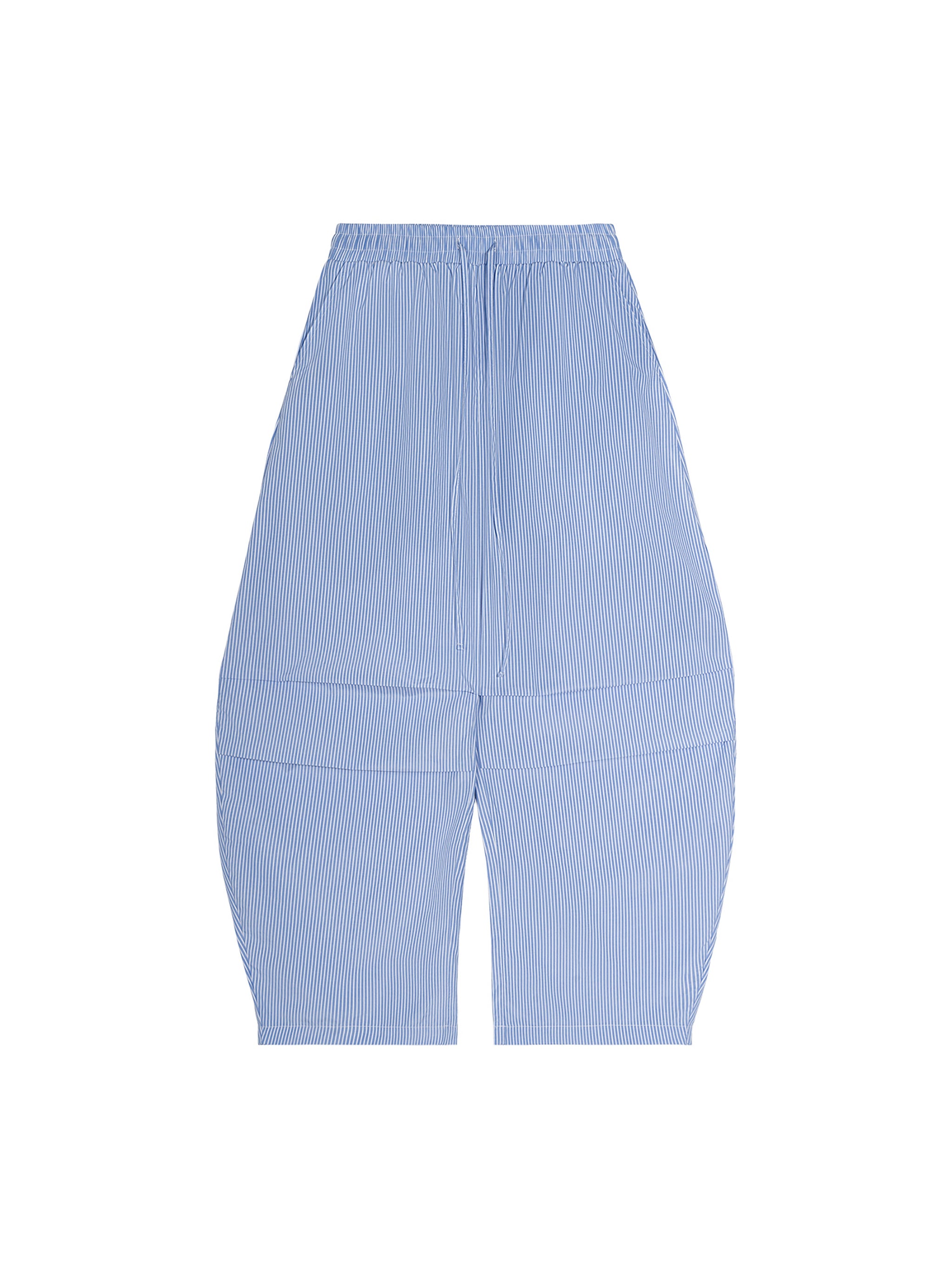 Vertical Stripe Drawstring Barrel Pants